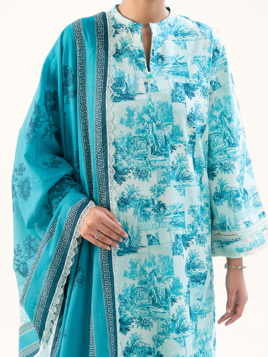 Ice Blue Cambric 3Pc Unstitched - AWP-3PS-890