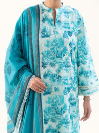 Ice Blue Cambric 3Pc Unstitched - AWP-3PS-890