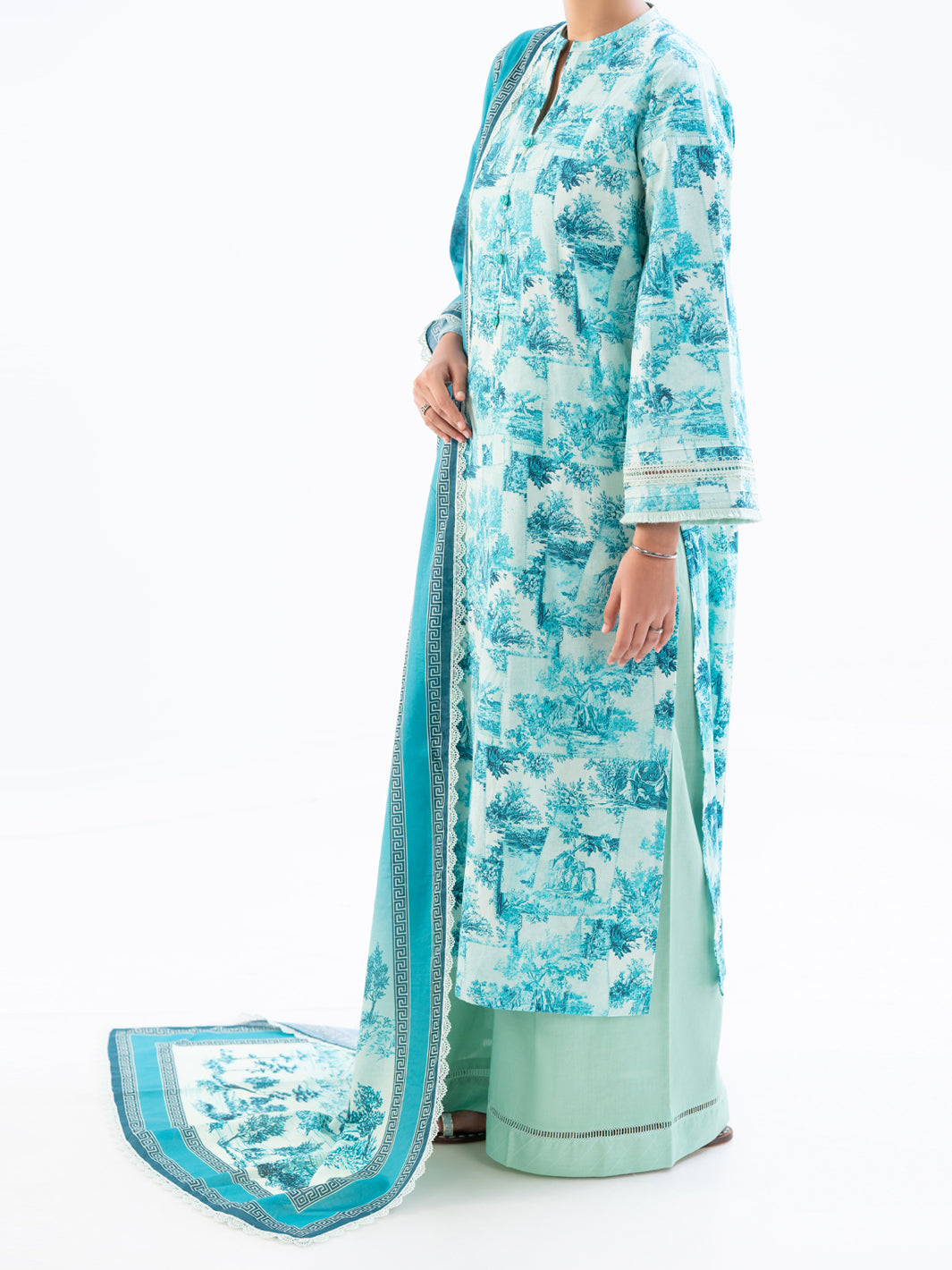 Ice Blue Cambric 3Pc Unstitched - AWP-3PS-890