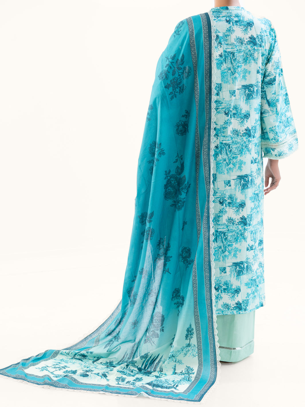 Ice Blue Cambric 3Pc Unstitched - AWP-3PS-890