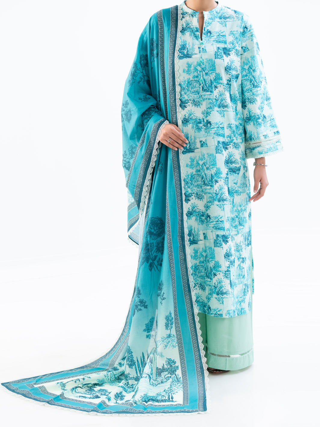 Ice Blue Cambric 3Pc Unstitched - AWP-3PS-890