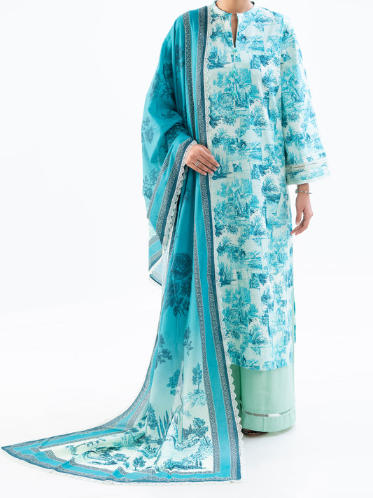 Ice Blue Cambric 3Pc Unstitched - AWP-3PS-890