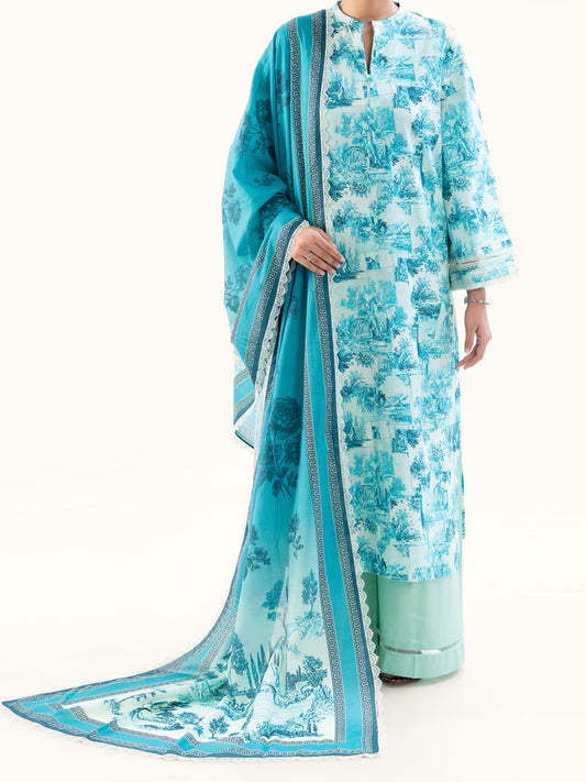 Ice Blue Cambric 3Pc Unstitched - AWP-3PS-890