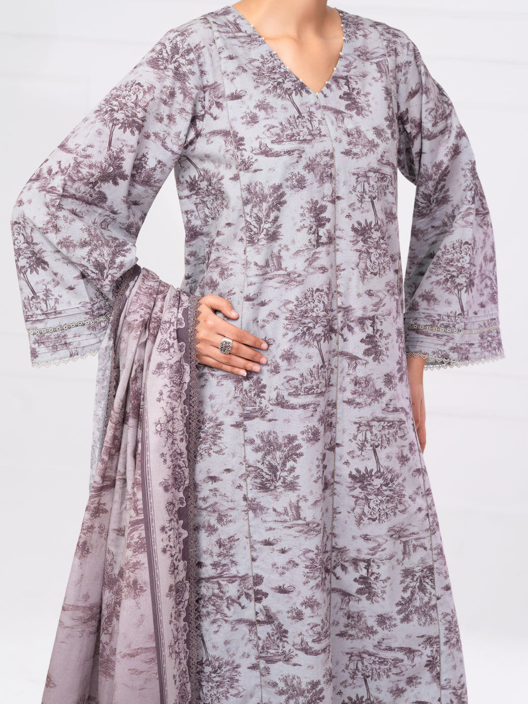 Grey Cambric 3Pc Unstitched - AWP-3PS-891