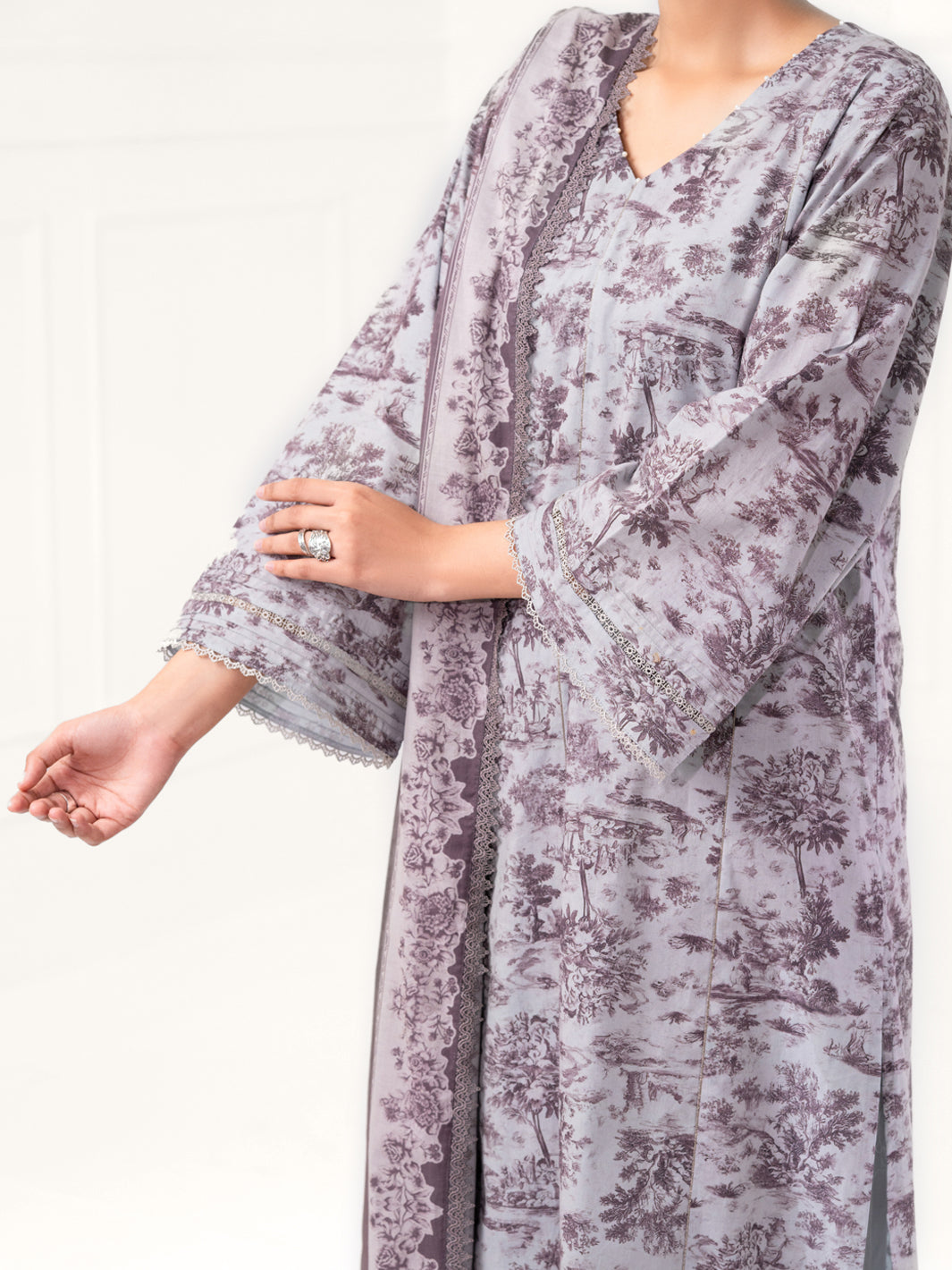 Grey Cambric 3Pc Unstitched - AWP-3PS-891