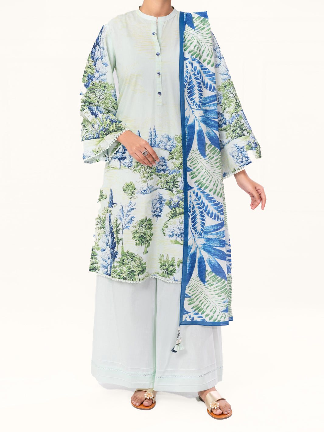 Ice Blue Cambric 3Pc Unstitched - AWP-3PS-892