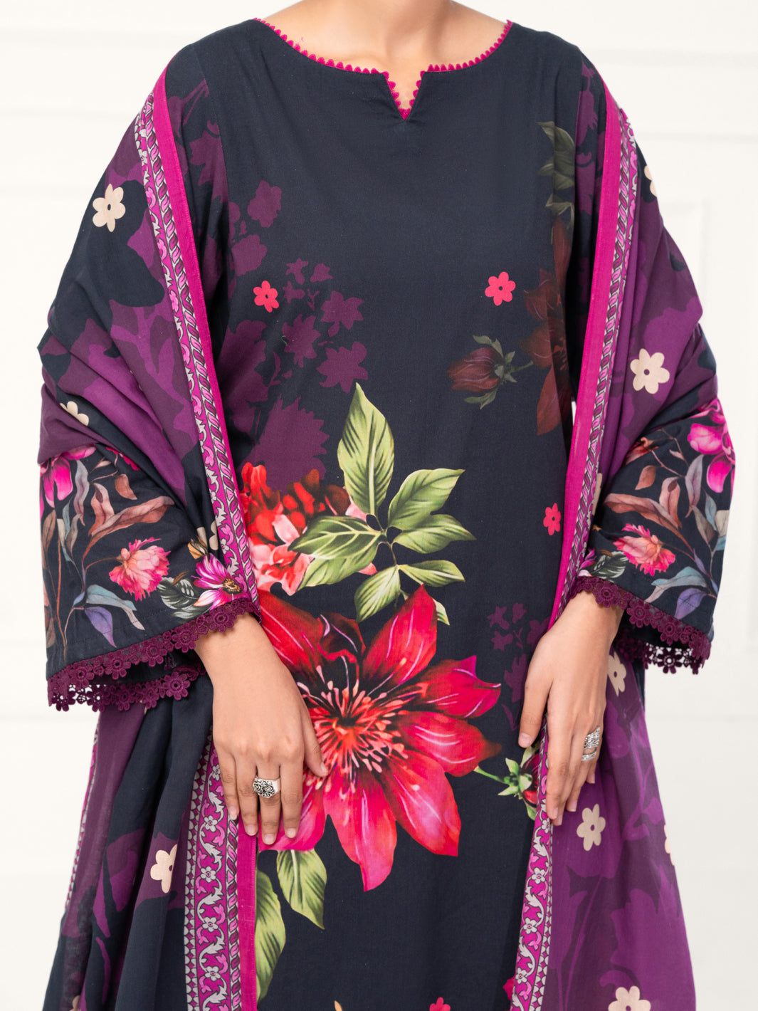 Black Cambric 3Pc Unstitched - AWP-3PS-893