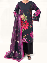 Black Cambric 3Pc Unstitched - AWP-3PS-893