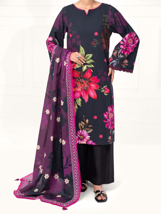 Black Cambric 3Pc Unstitched - AWP-3PS-893