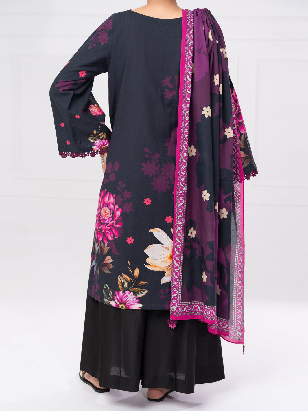 Black Cambric 3Pc Unstitched - AWP-3PS-893