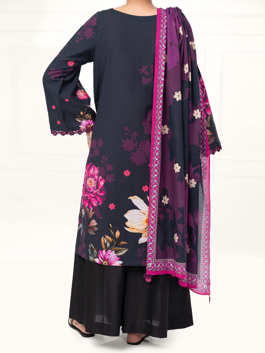 Black Cambric 3Pc Unstitched - AWP-3PS-893