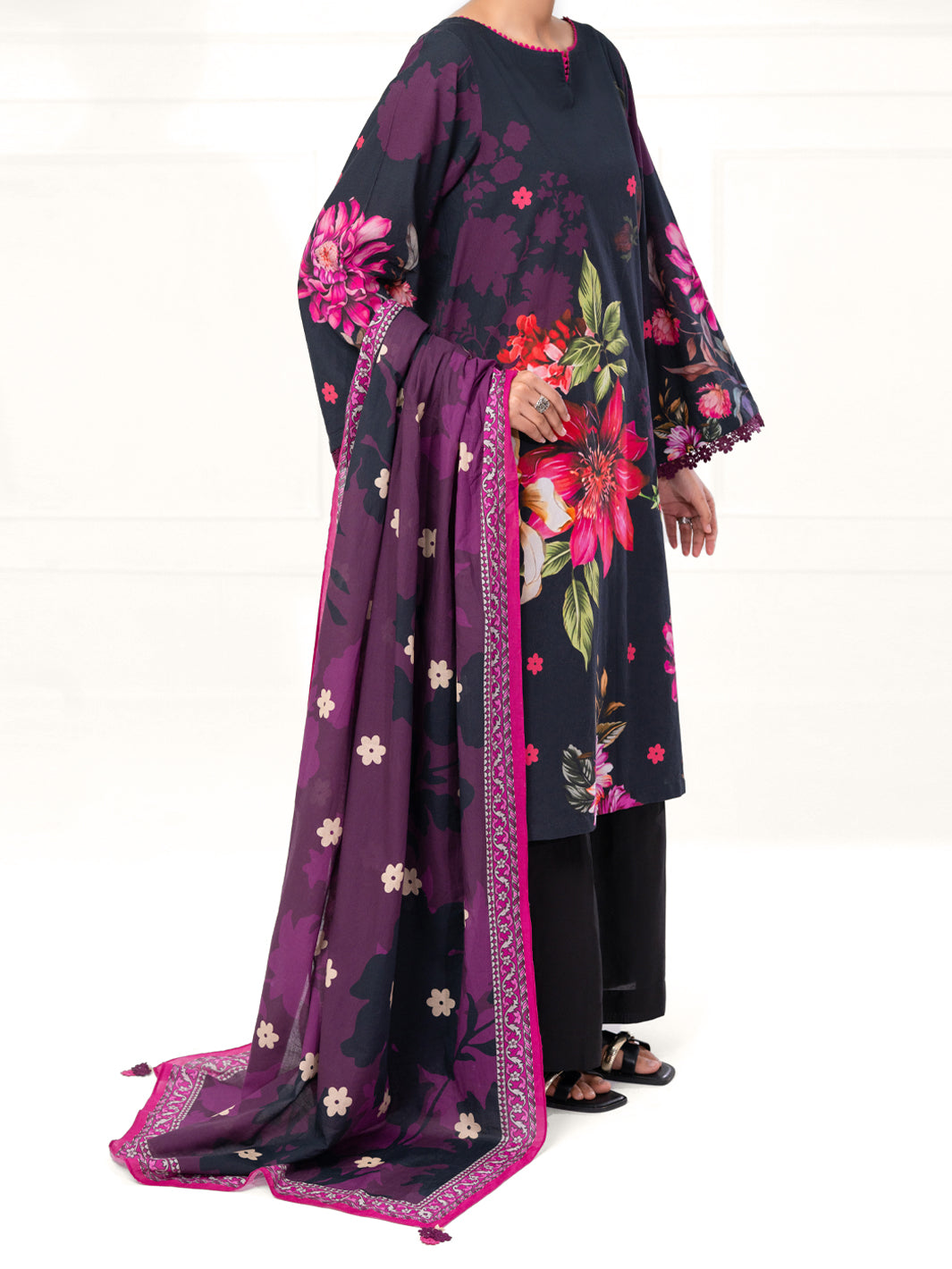 Black Cambric 3Pc Unstitched - AWP-3PS-893