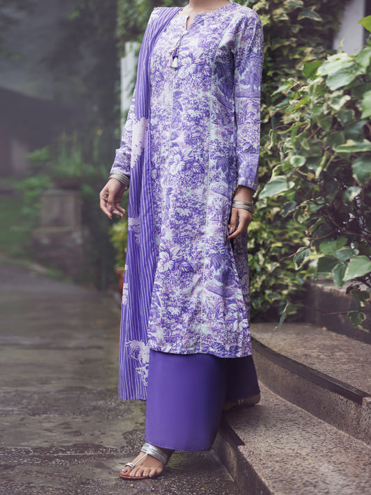 Purple Cambric 3Pc Unstitched - AWP-3PS-894