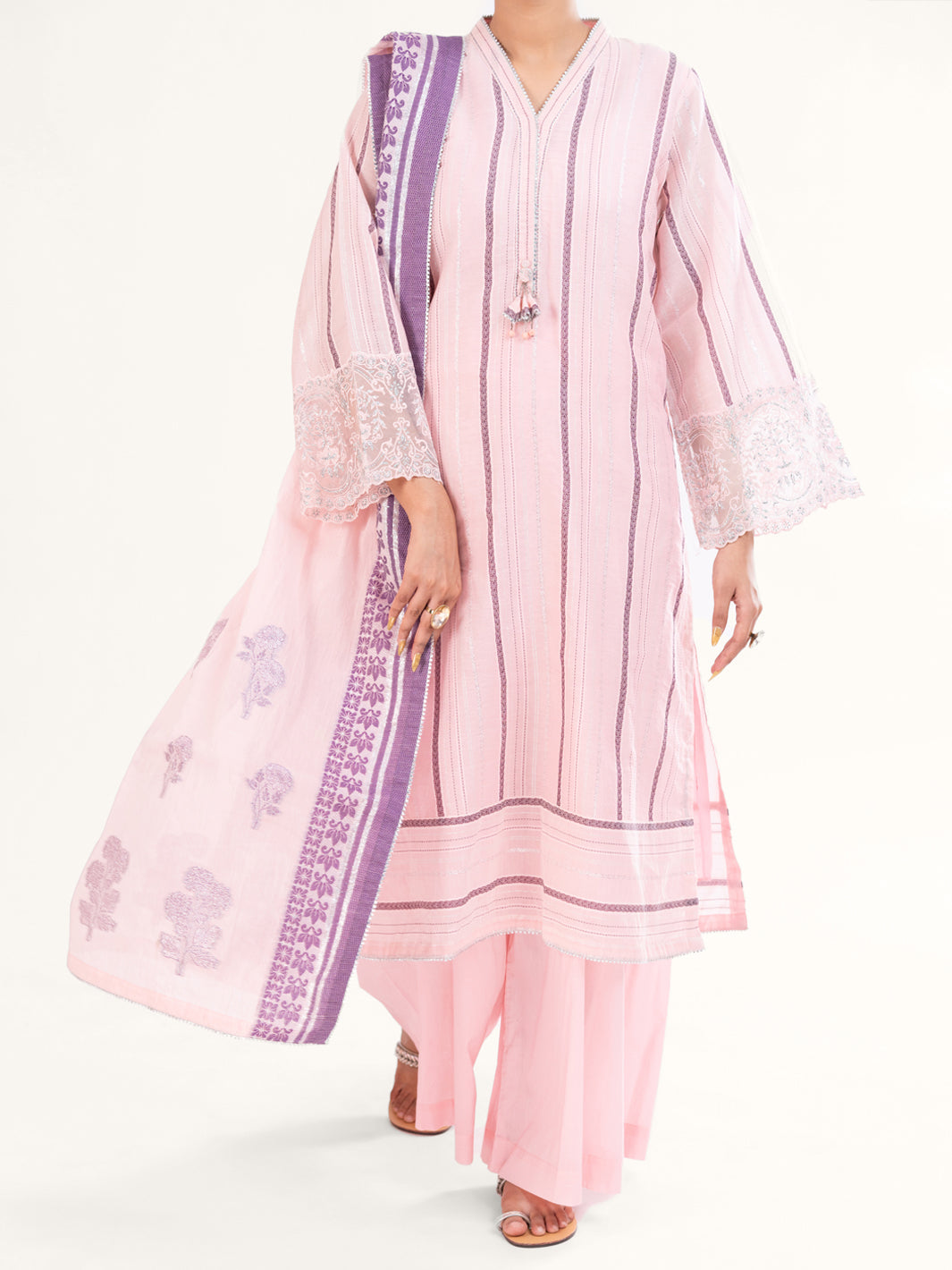 Light Pink Yarn Dyed 3Pc Stitched - AWP-3PS-925