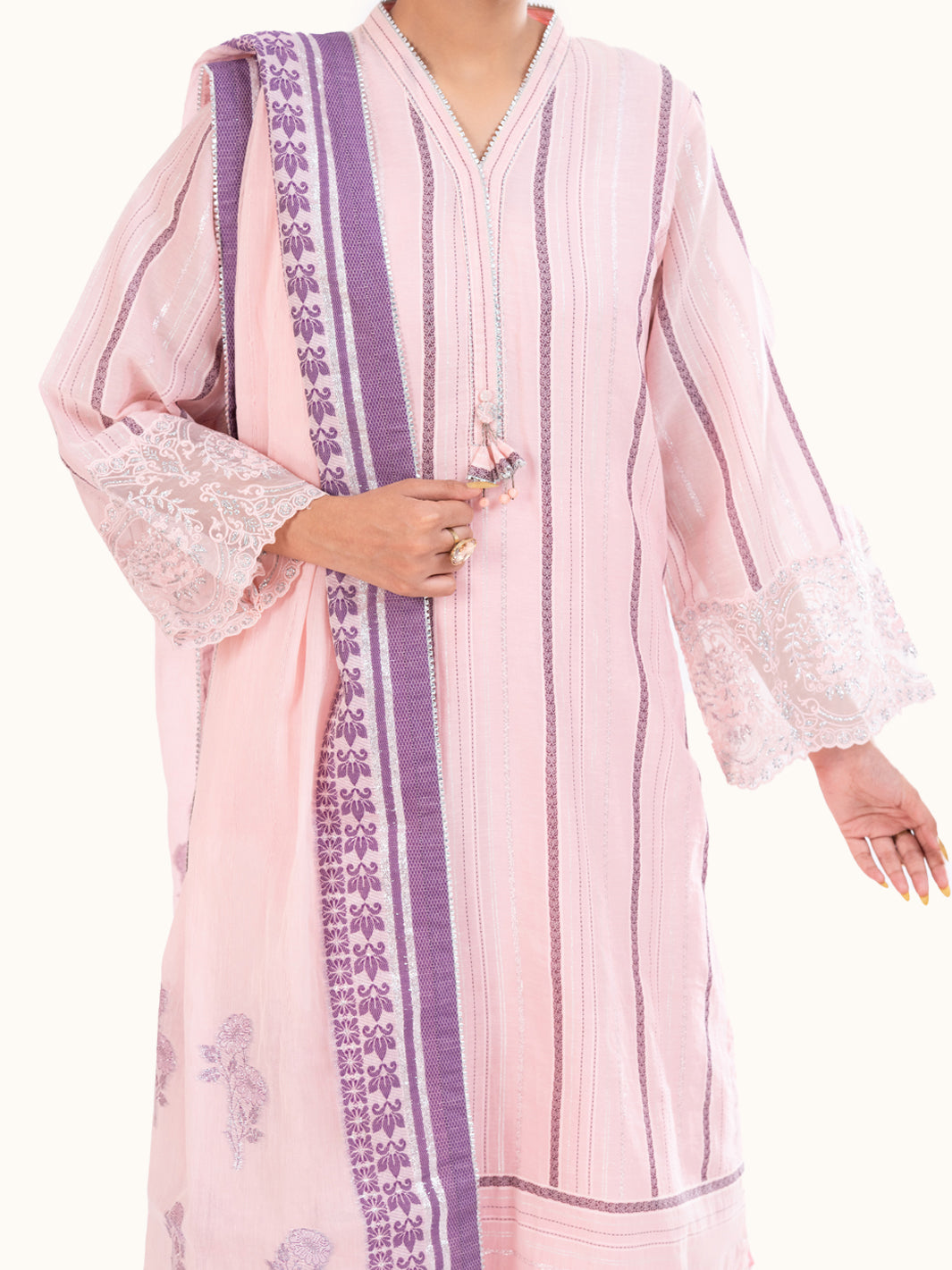 Light Pink Yarn Dyed 3Pc Stitched - AWP-3PS-925