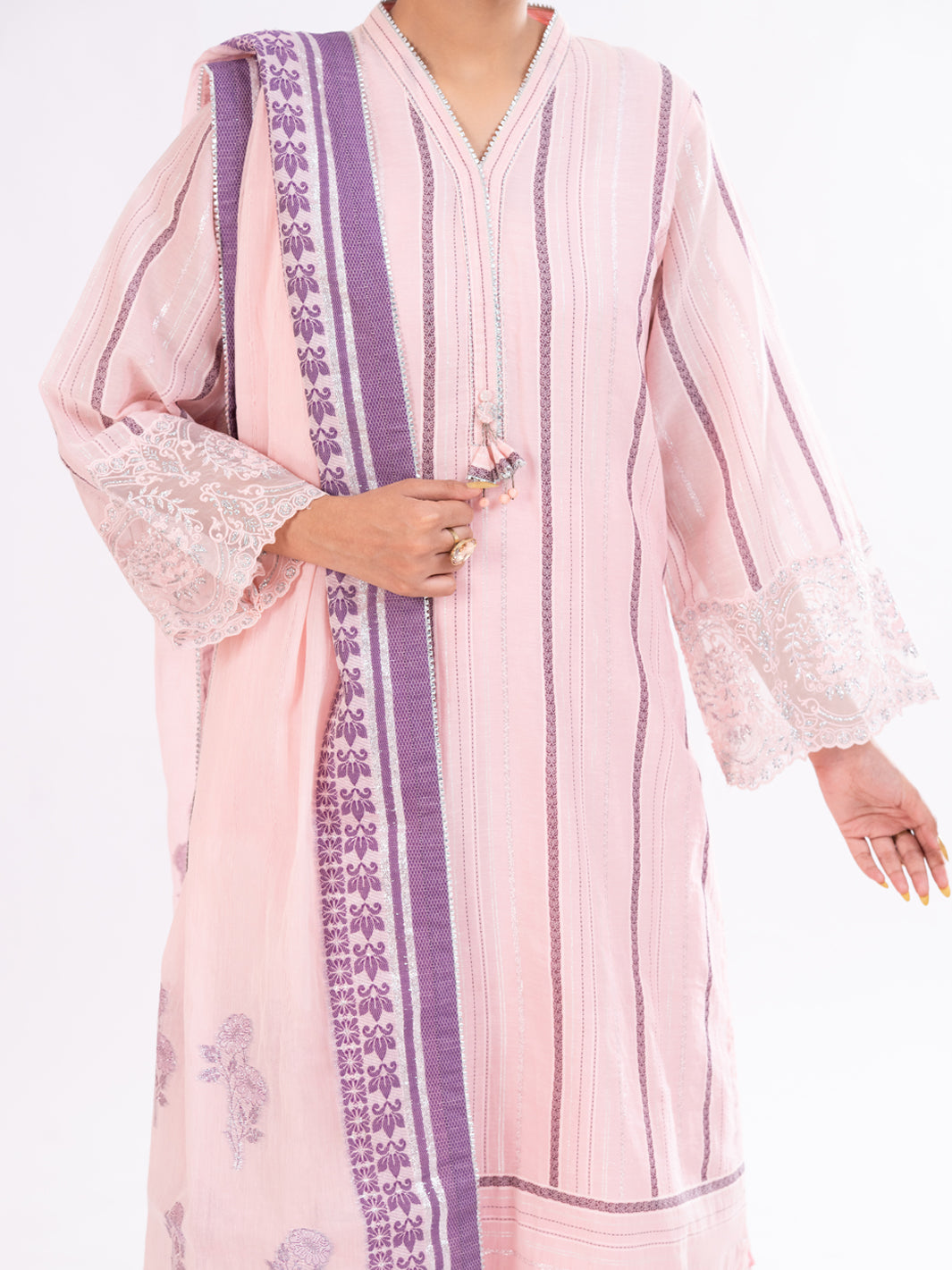 Light Pink Yarn Dyed 3Pc Unstitched - AWP-3PS-925