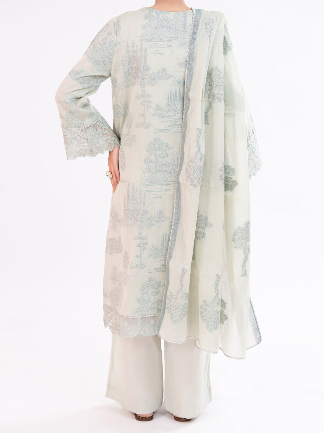 Pistachio Green Yarn Dyed 3Pc Unstitched - AWP-3PS-926