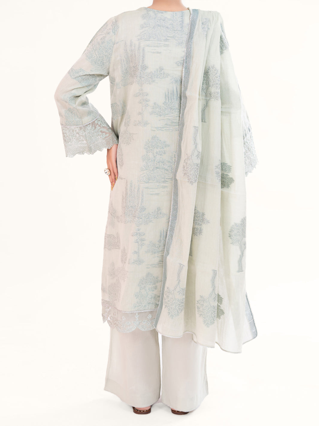 Pistachio Green Yarn Dyed 3Pc Stitched - AWP-3PS-926