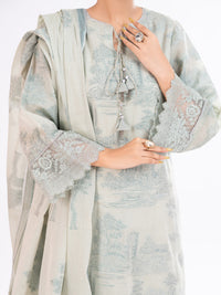 Pistachio Green Yarn Dyed 3Pc Unstitched - AWP-3PS-926