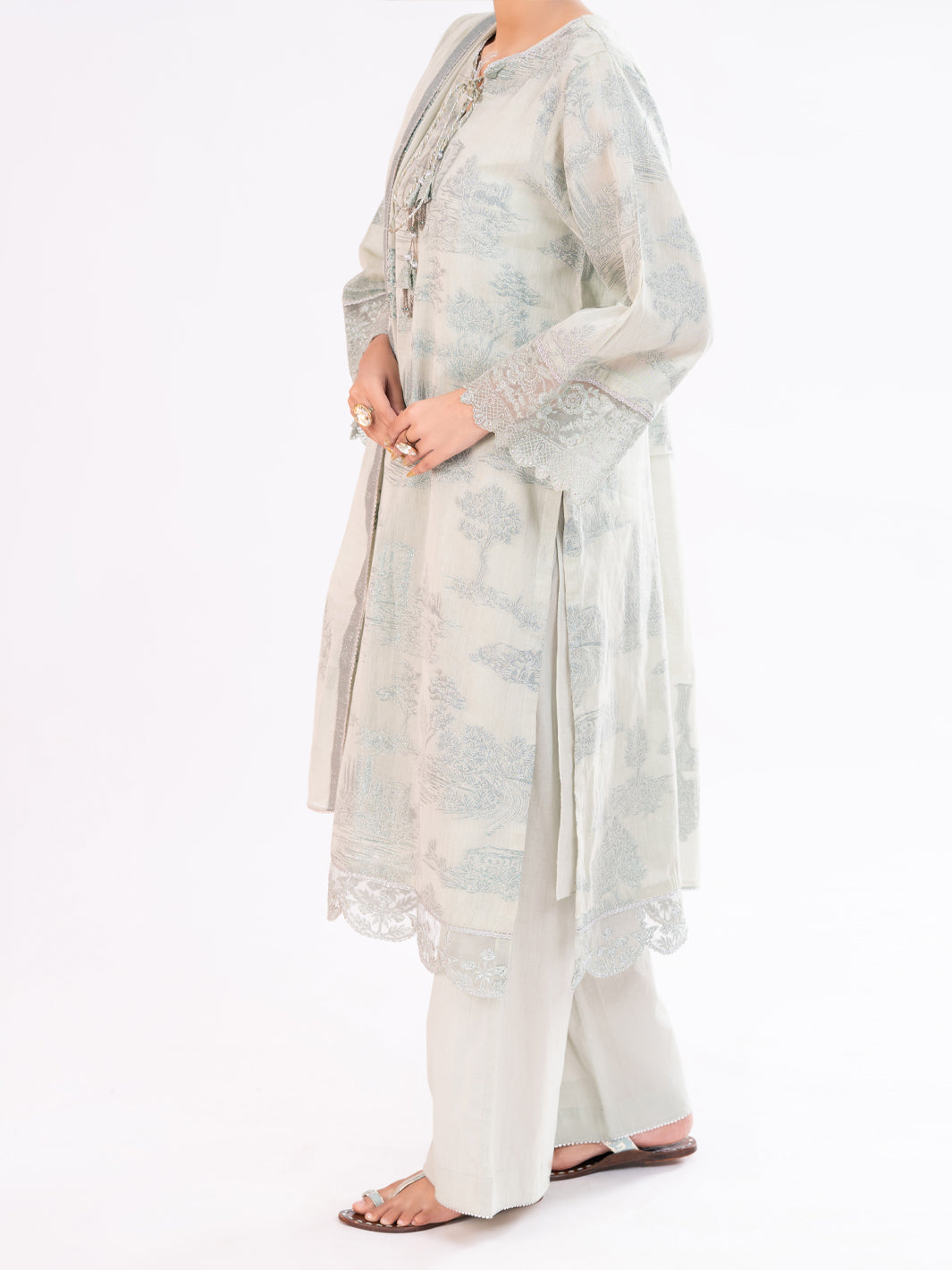 Pistachio Green Yarn Dyed 3Pc Unstitched - AWP-3PS-926