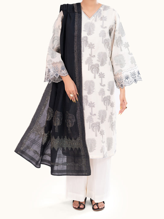 Off White Yarn Dyed 3Pc Stitched - AWP-3PS-927