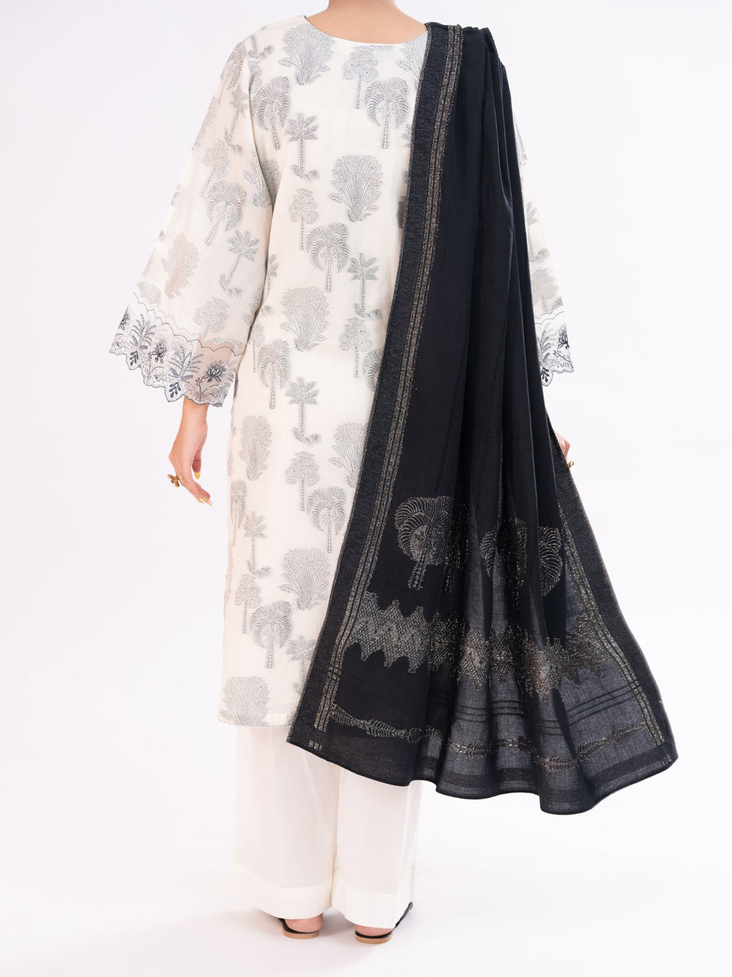 Off White Yarn Dyed 3Pc Unstitched - AWP-3PS-927