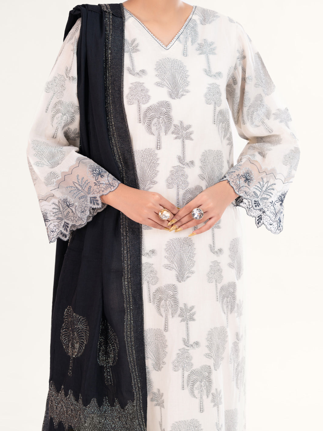 Off White Yarn Dyed 3Pc Stitched - AWP-3PS-927