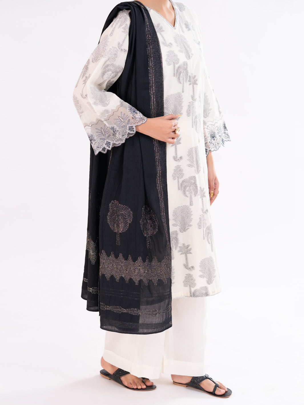 Off White Yarn Dyed 3Pc Unstitched - AWP-3PS-927