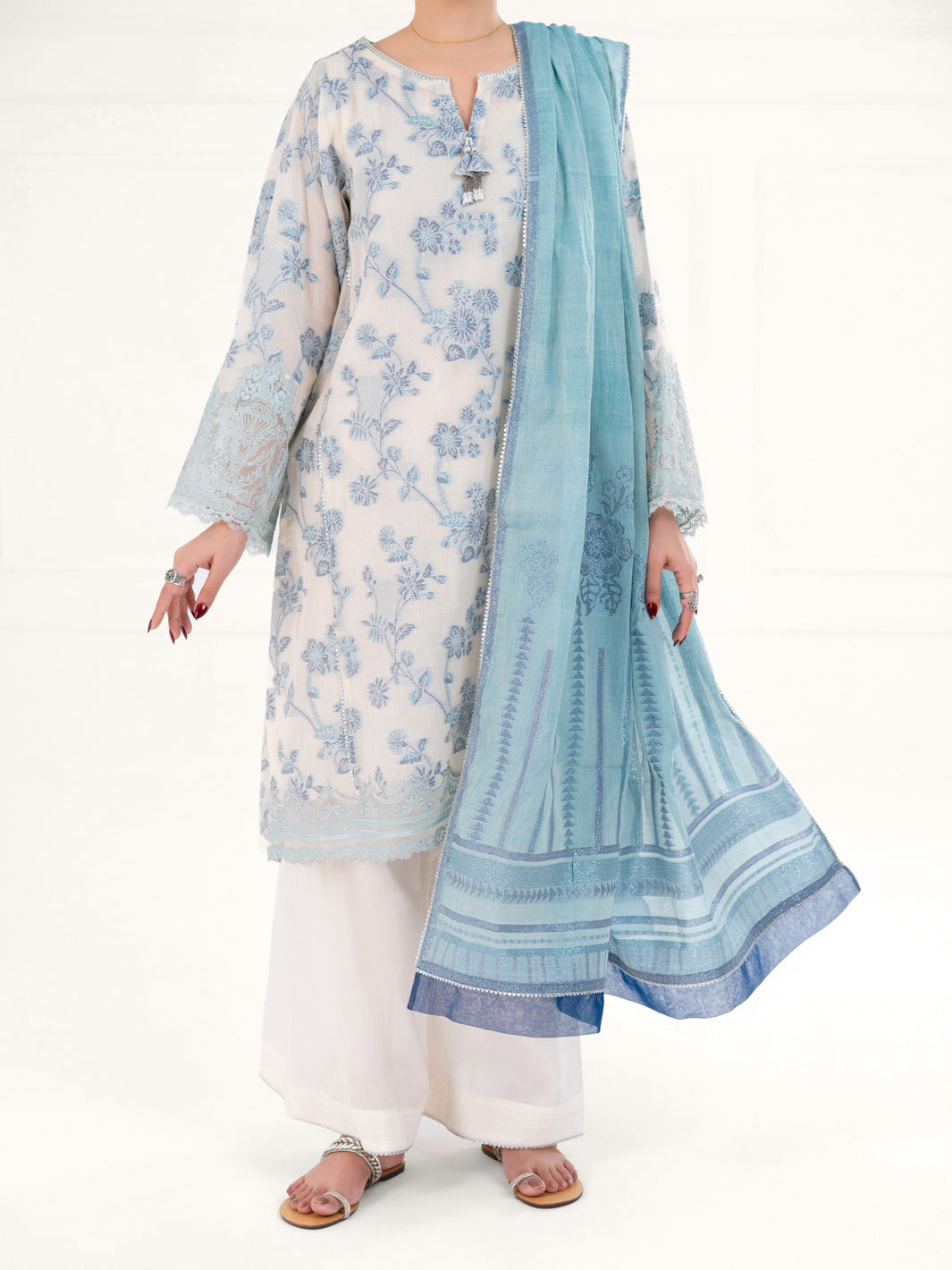 Off White Jacquard 3Pc Unstitched - AWP-3PS-928