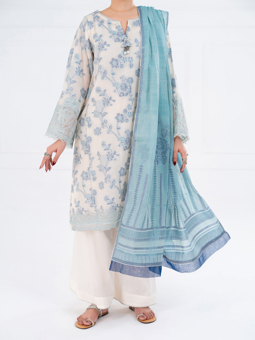 Off White Jacquard 3Pc Unstitched - AWP-3PS-928