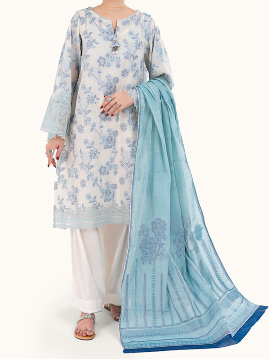 Off White Jacquard 3Pc Unstitched - AWP-3PS-928