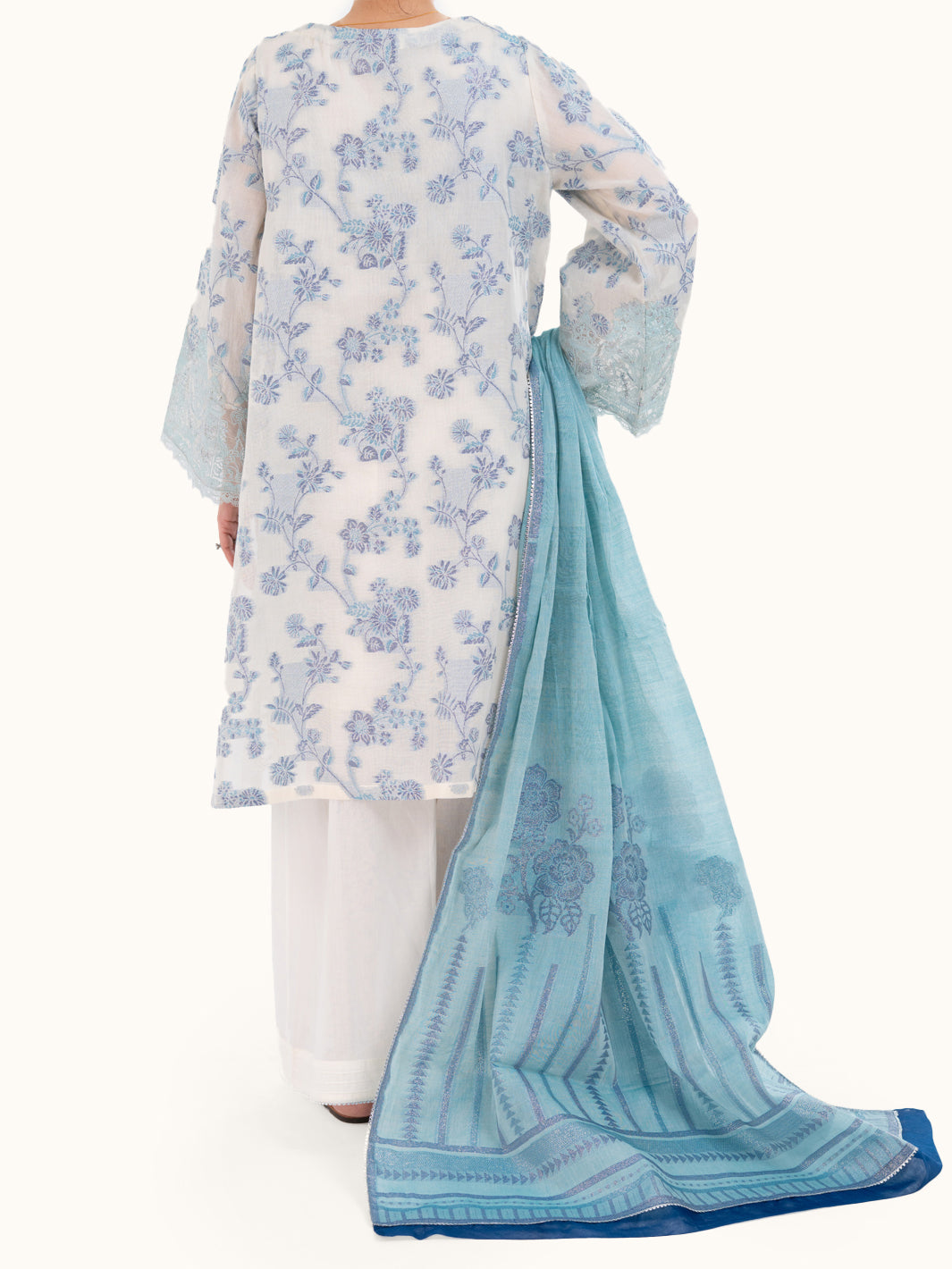 Off White Jacquard 3Pc Unstitched - AWP-3PS-928