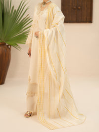 Off White Cotton Cambric 3Pc Stitched - AWP-3PS-949