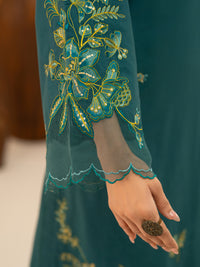 Green Cotton Cambric Stitched 3Pc - AWP-3PS-950
