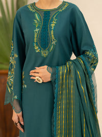 Green Cotton Cambric Stitched 3Pc - AWP-3PS-950