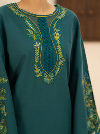Green Cotton Cambric Stitched 3Pc - AWP-3PS-950