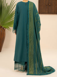 Green Cotton Cambric Stitched 3Pc - AWP-3PS-950