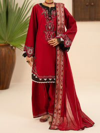 Red Cotton Cambric 3Pc Stitched - AWP-3PS-951