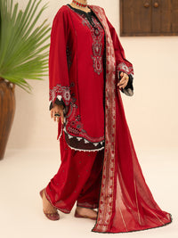 Red Cotton Cambric 3Pc Stitched - AWP-3PS-951