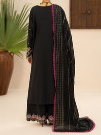 Black Cotton Cambric 3Pc Stitched - AWP-3PS-952