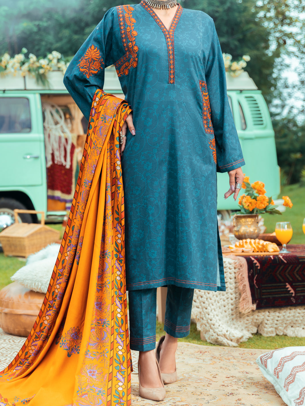 Green Cambric 2Pc Stitched - AWP-2PS-LKS-624