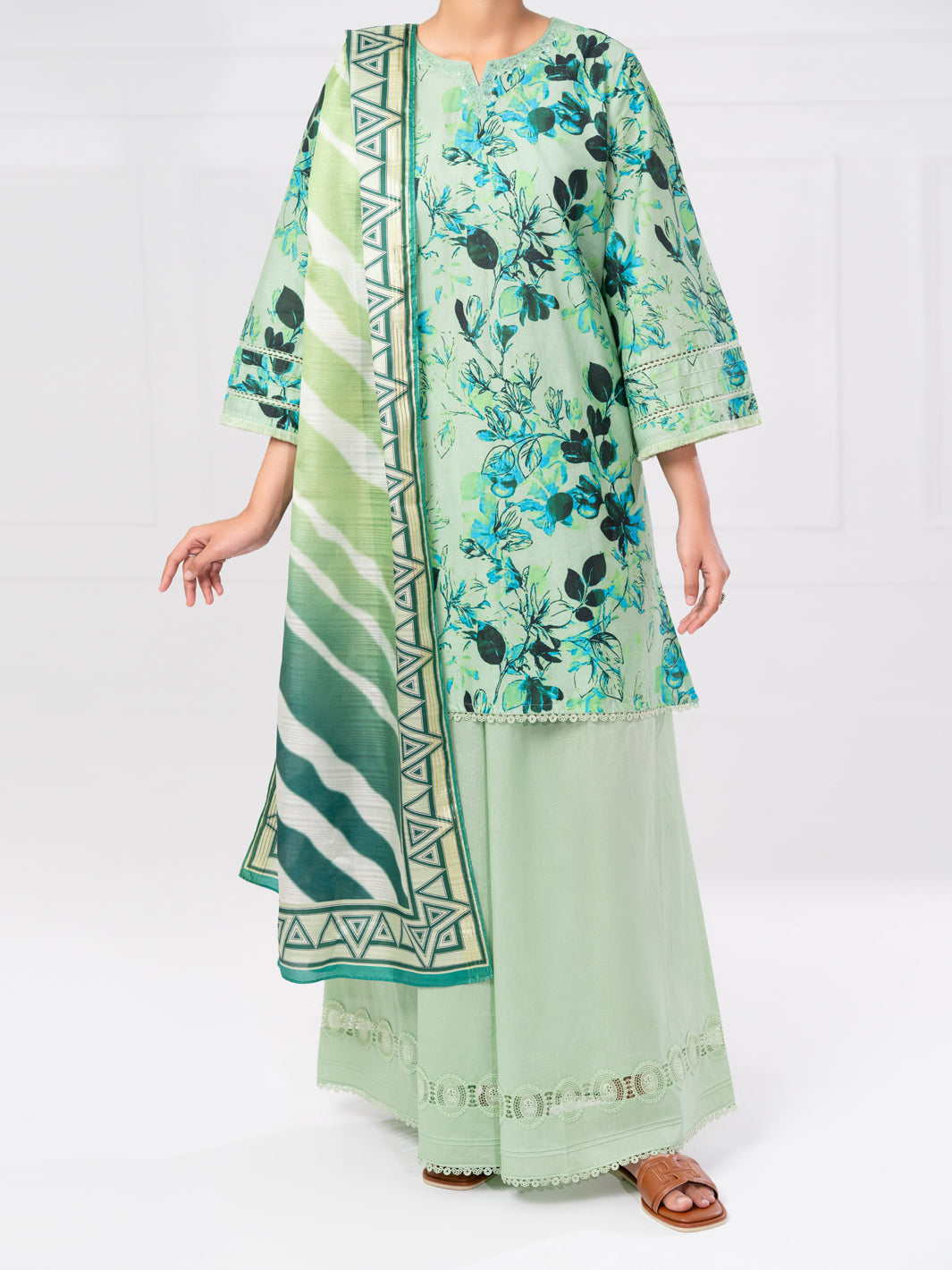 Light Green Cambric 2Pc Unstitched - AWP-2PS-LKD-UN-901