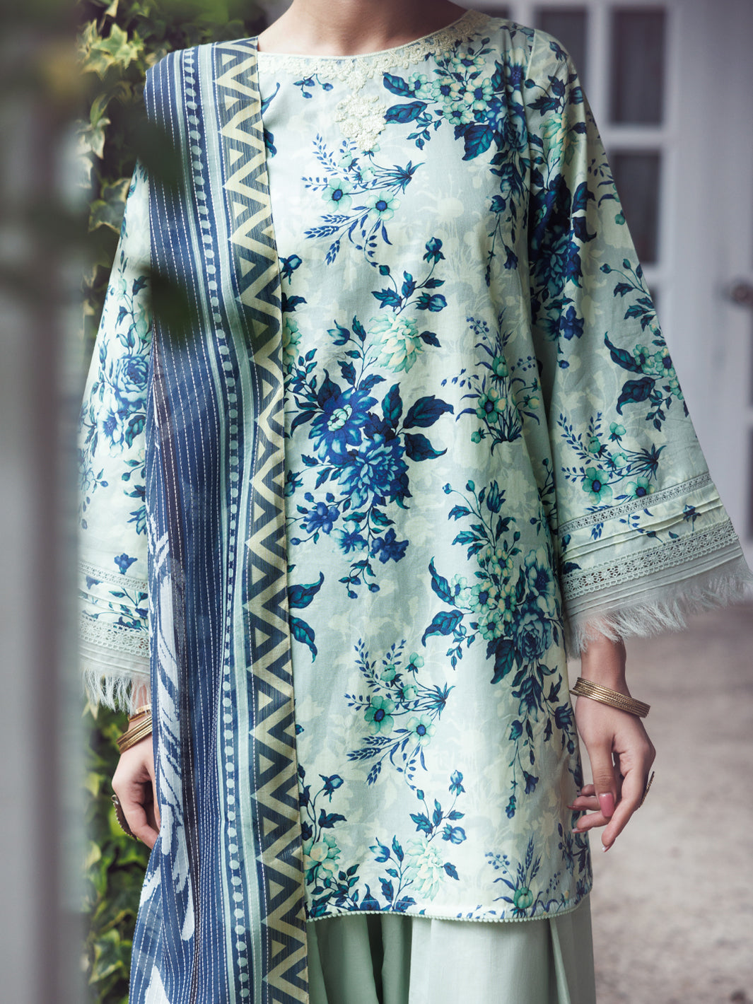 Teal Cambric 2Pc Unstitched - AWP-2PS-LKD-UN-904