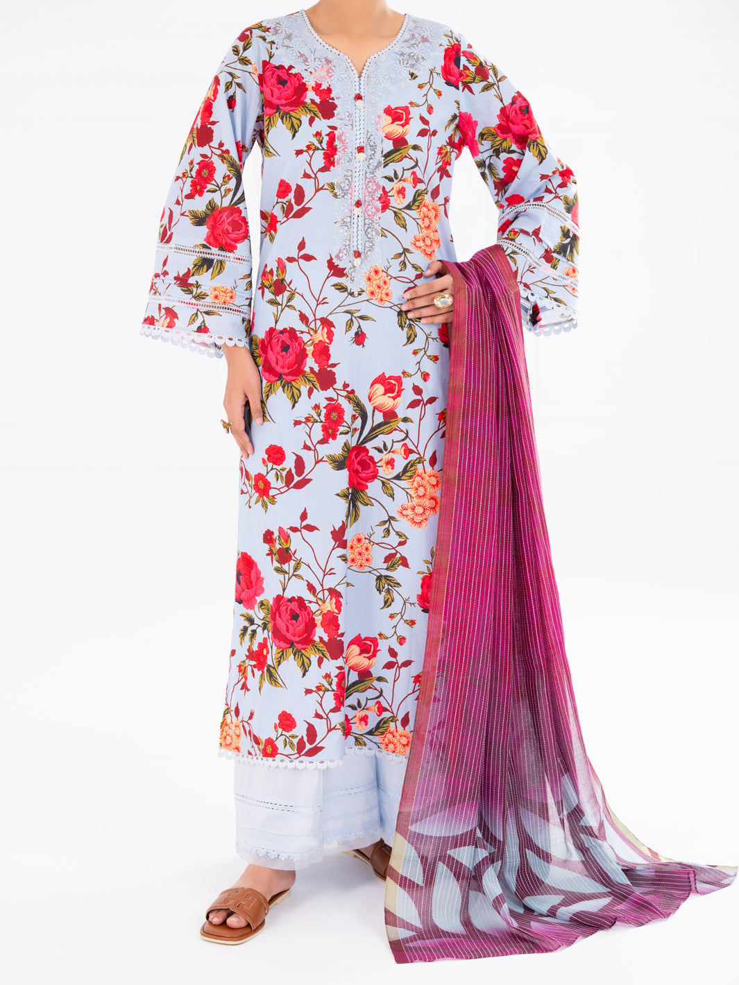 Multicolor Cambric 2Pc Unstitched - AWP-2PS-LKD-UN-905