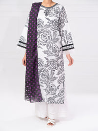 Black & White Cambric 2Pc Unstitched - AWP-2PS-LKD-UN-906