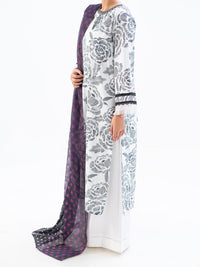 Black & White Cambric 2Pc Unstitched - AWP-2PS-LKD-UN-906