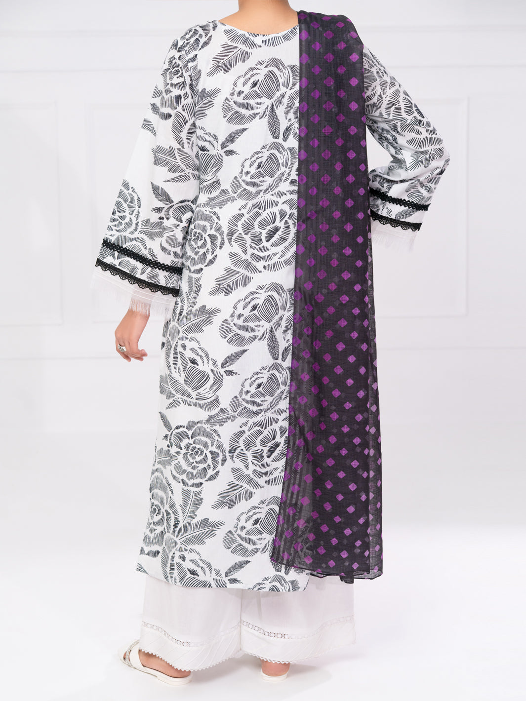 Black & White Cambric 2Pc Unstitched - AWP-2PS-LKD-UN-906