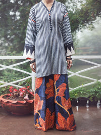 Black White Cambric 2Pc Stitched - AWP-2PS-LKS-895