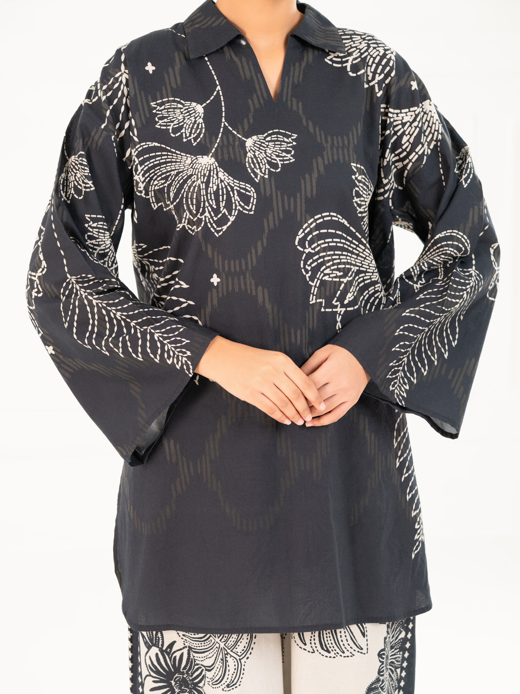 Black Cambric Kurti - AWP-SLK-844