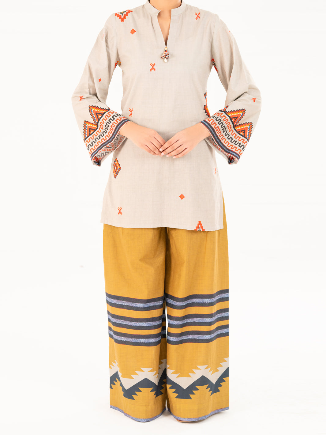Beige Cambric Kurti - AWP-SLK-848